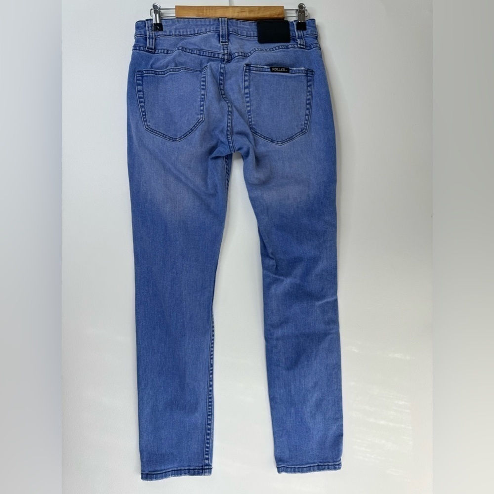 Rolla’s Slim Rollies Bold Blue Destroy Men Distressed Jeans Size 30 - Picture 3 of 14